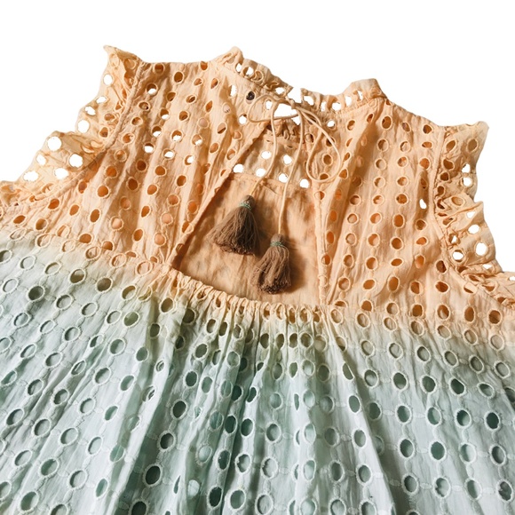 Ollari Ruffled Eyelet Tank Blouse Shirt XL Anthropologie - Picture 5 of 13